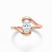 Bague de fiançailles diamant ovale 1.00 carat or rose Fiorenza